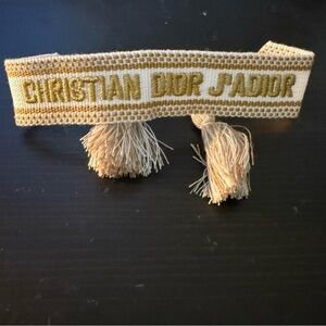 Dior J'Adior Woven Bracelet in Cream and Gold
